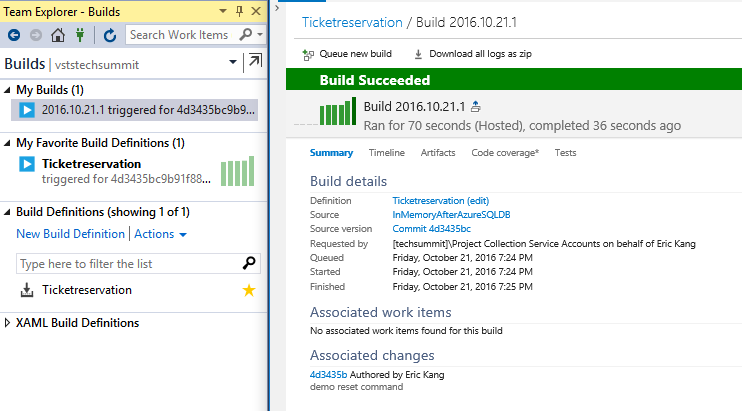 Screenshot di CI/CD per database