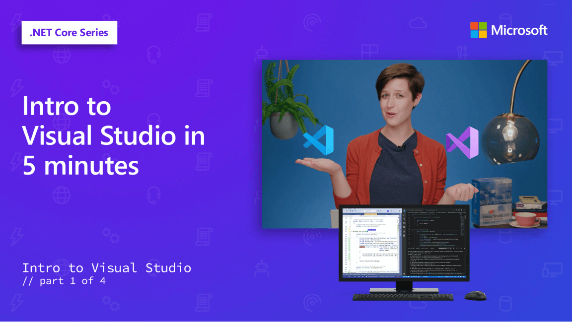 Captura de pantalla del vídeo de introducción a Visual Studio