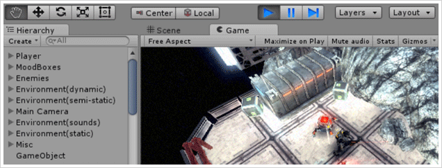 Screenshot of Unity game development with Visual Studio